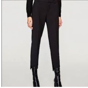 Zara Black Trousers Asymmetric Hem Size 4